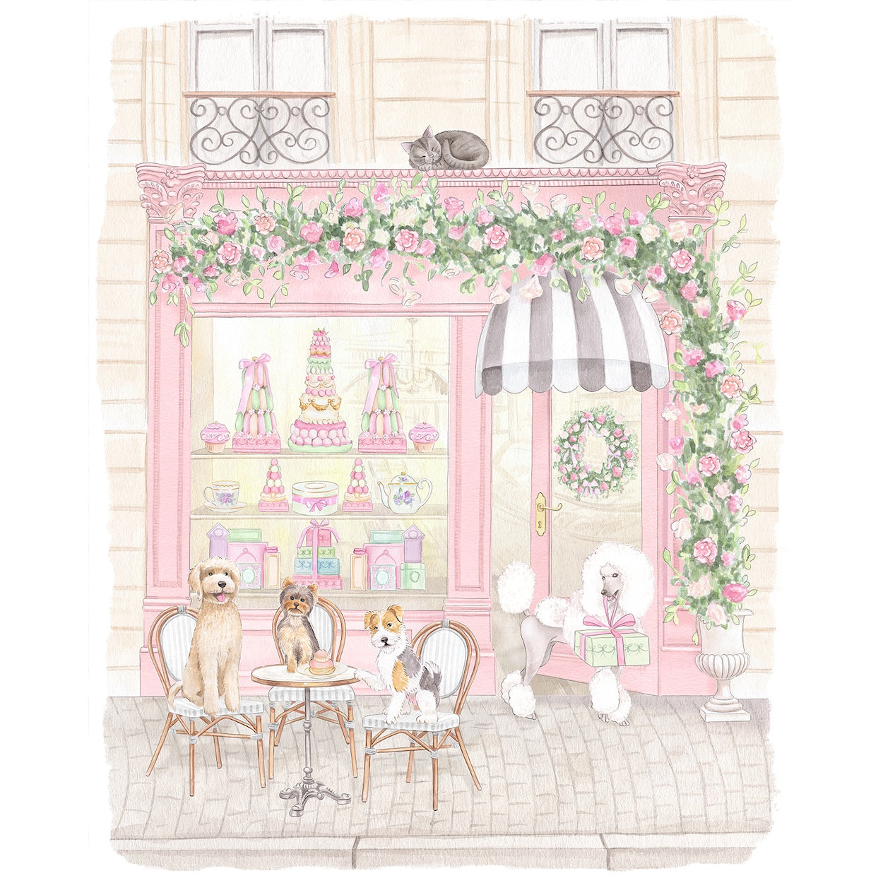 Parisian Puppy Patisserie Cafe Nursery Art print