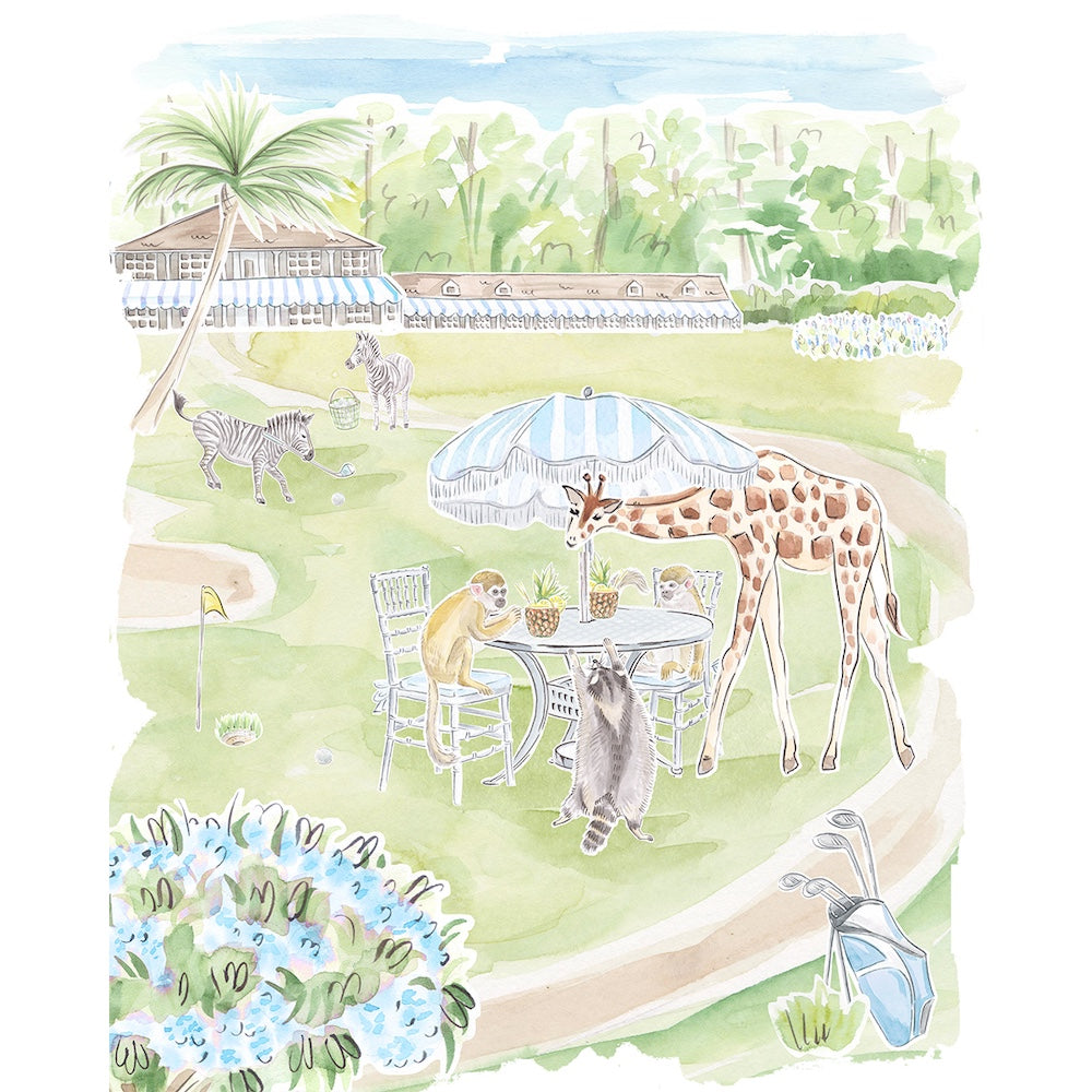 Golfing Safari Animals Art Print