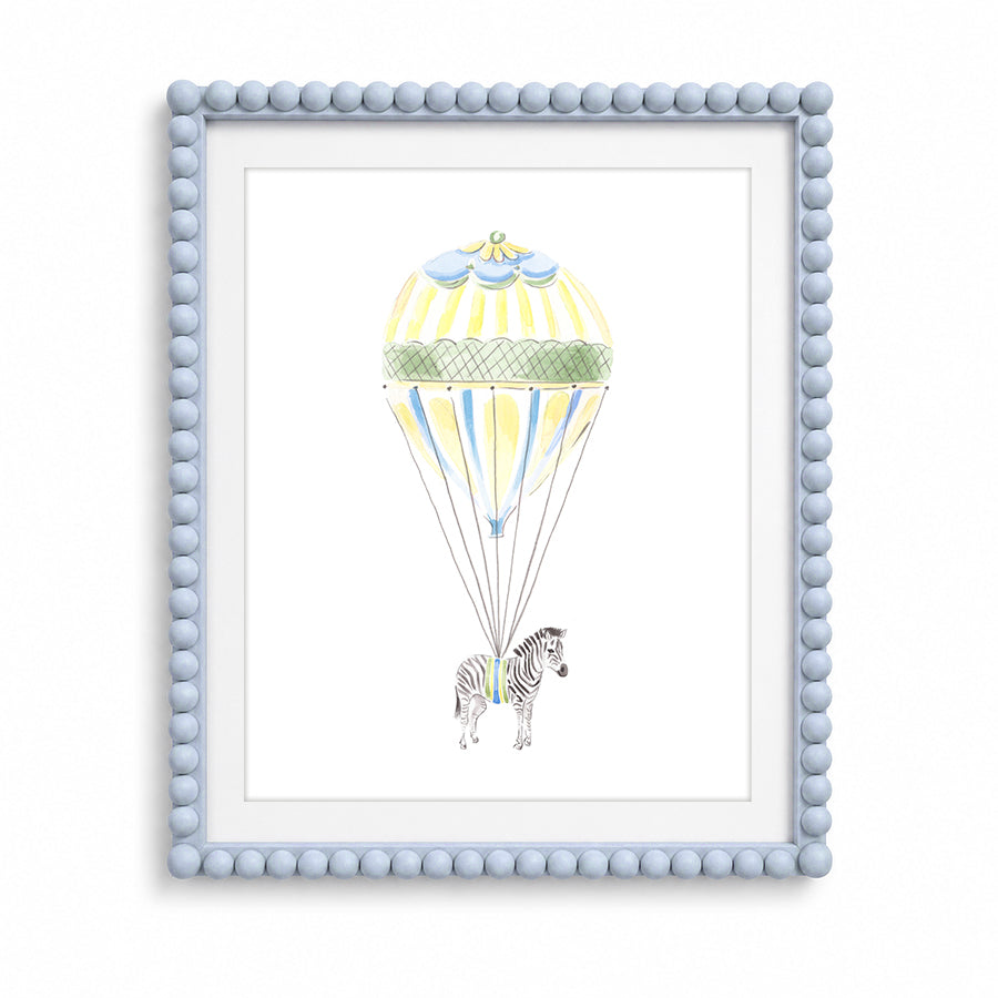 Blue Balloon Zebra Fine Art Print