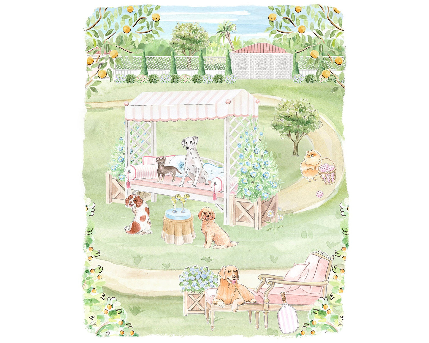 Tennis Dogs Art Print