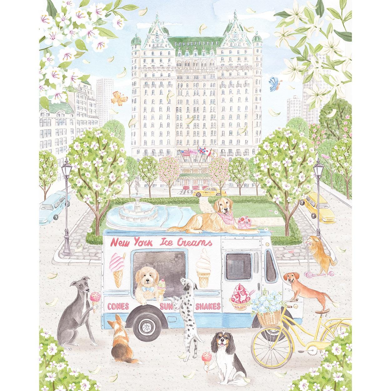 New York Dogs next to Plaza Hotel Art Print