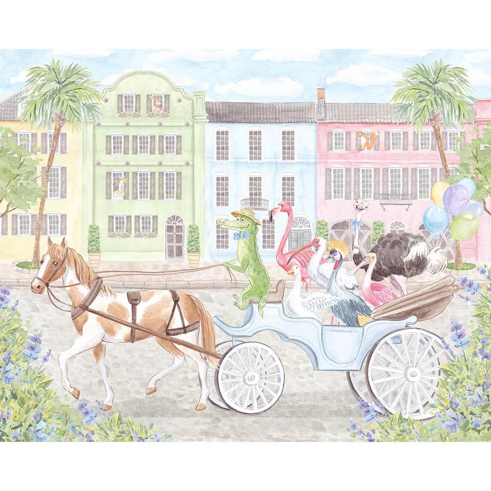 Charleston Rainbow Row Art Print
