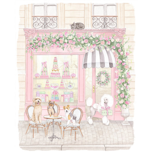 Parisian Puppy Patisserie Cafe Nursery Art print
