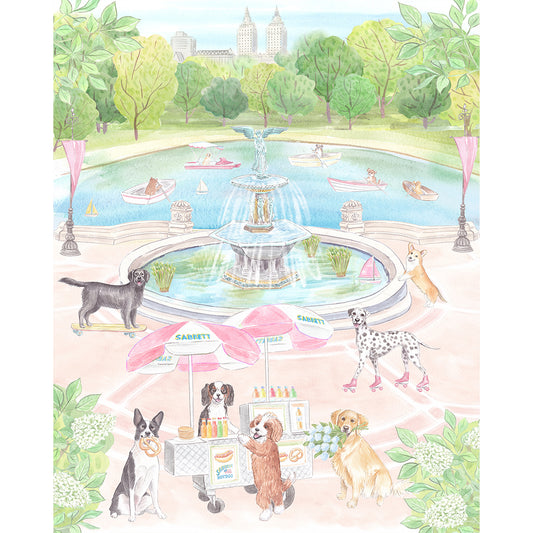 New York Preppy Dogs in Central Park Art print