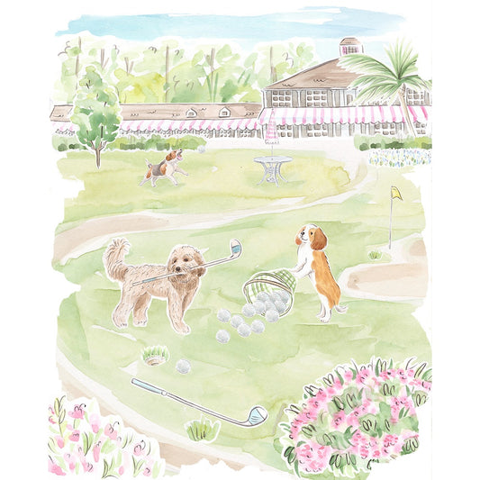 Golfing Dogs Art Print