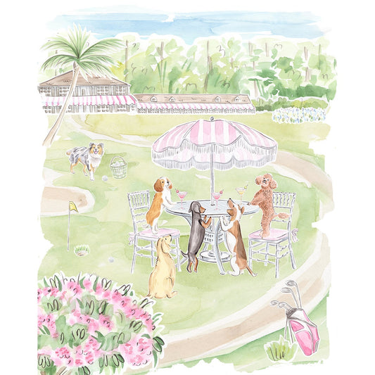 Golfing Dogs Art Print