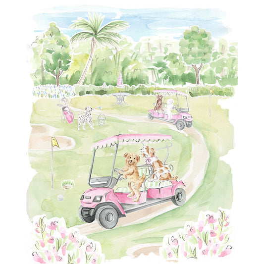 Golfing Dogs Art Print