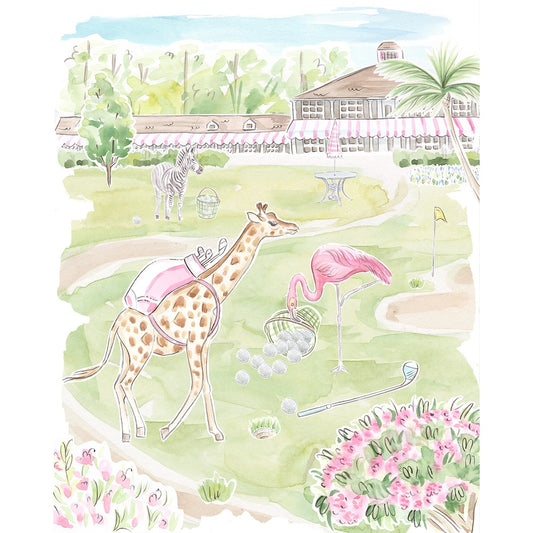Golfing Safari Animals Art Print