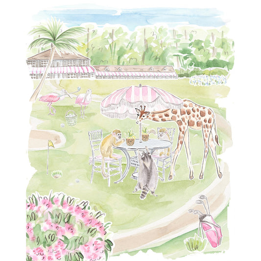 Golfing Safari Animals Art Print