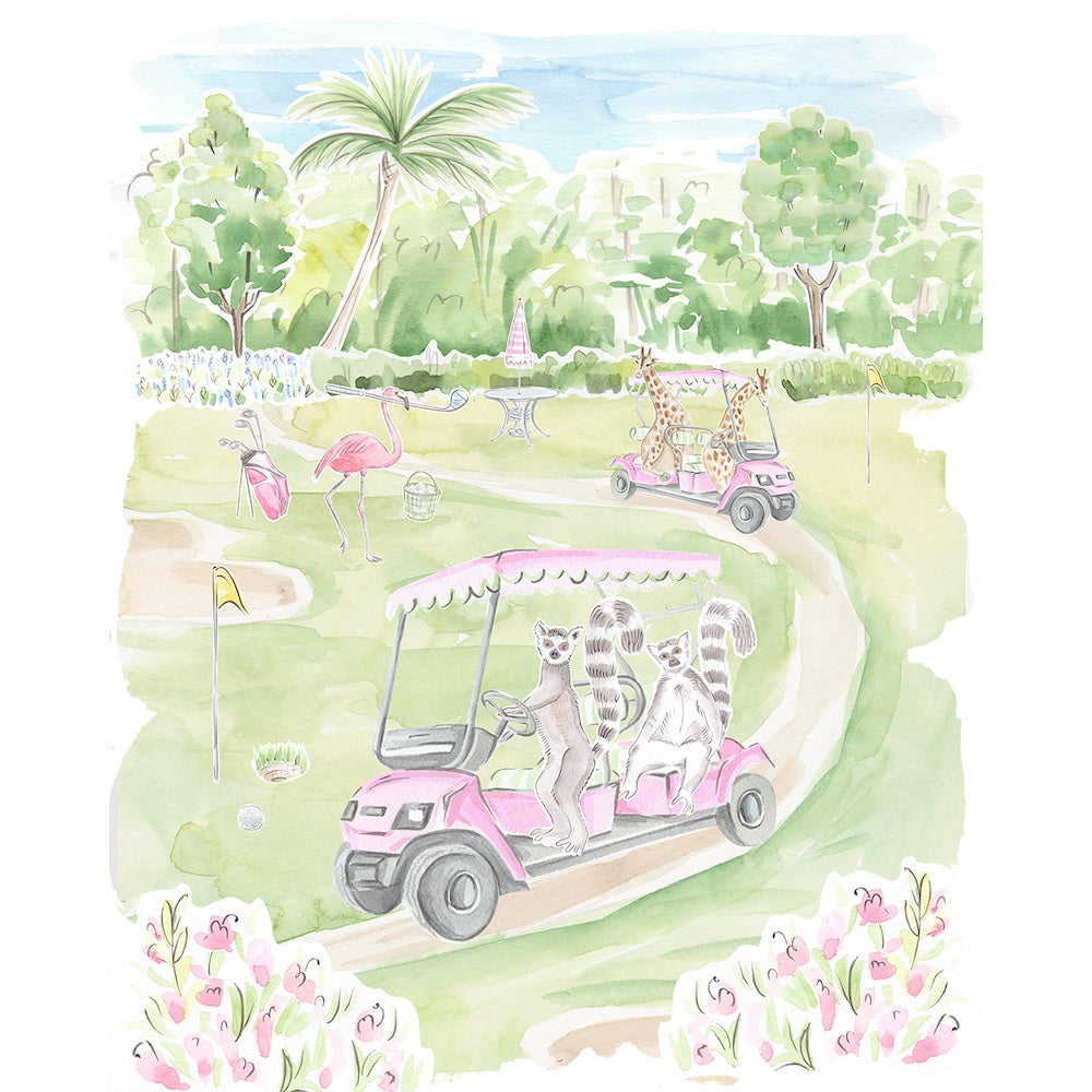 Golfing Safari Animals Art Print