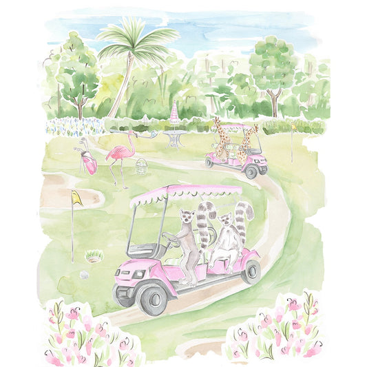 Golfing Safari Animals Art Print