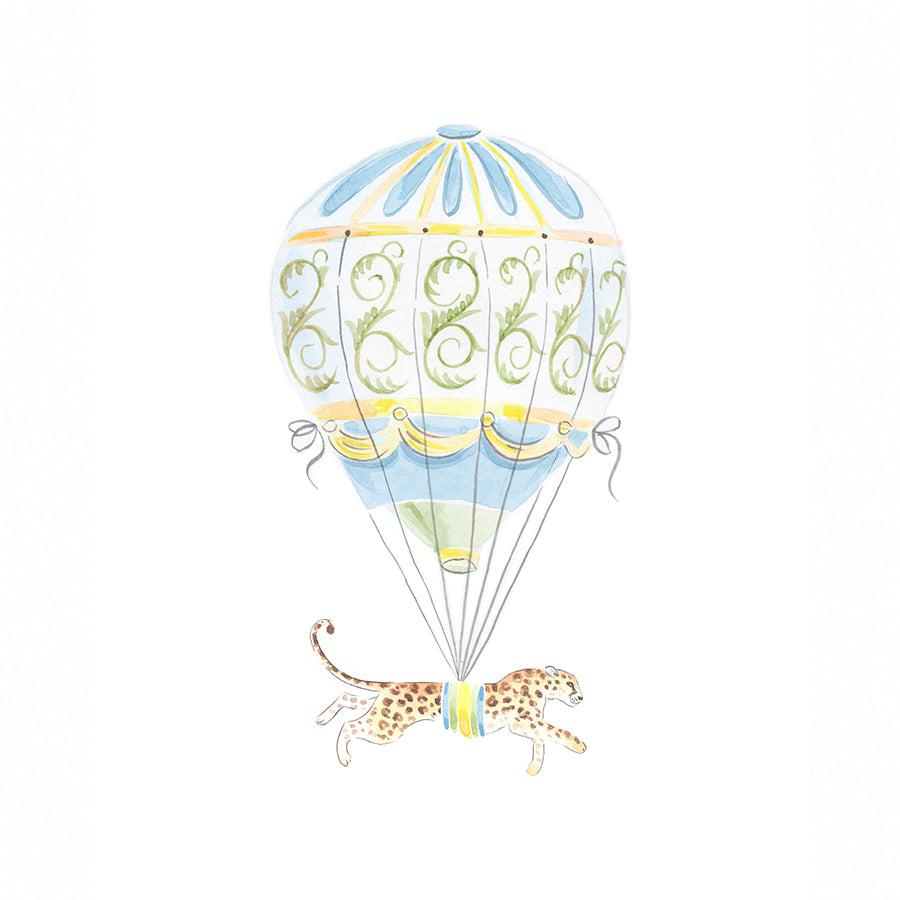 Blue Balloon Cheetah Fine Art Print