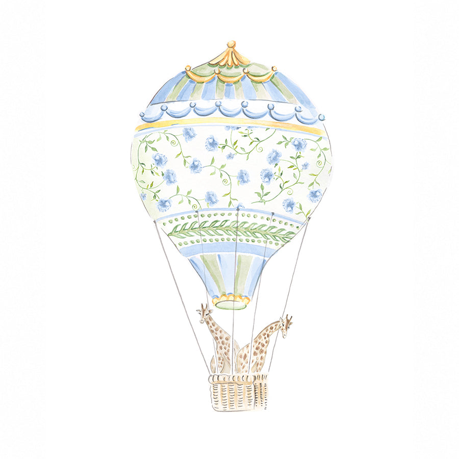 Blue Balloon Giraffe Fine Art Print