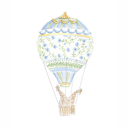 Blue Balloon Giraffe Fine Art Print