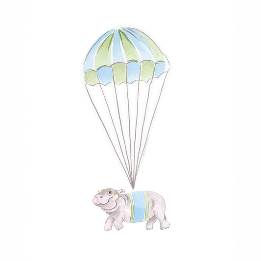 Blue Balloon Hippo Fine Art Print