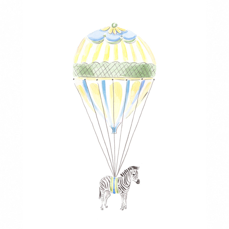Blue Balloon Zebra Fine Art Print