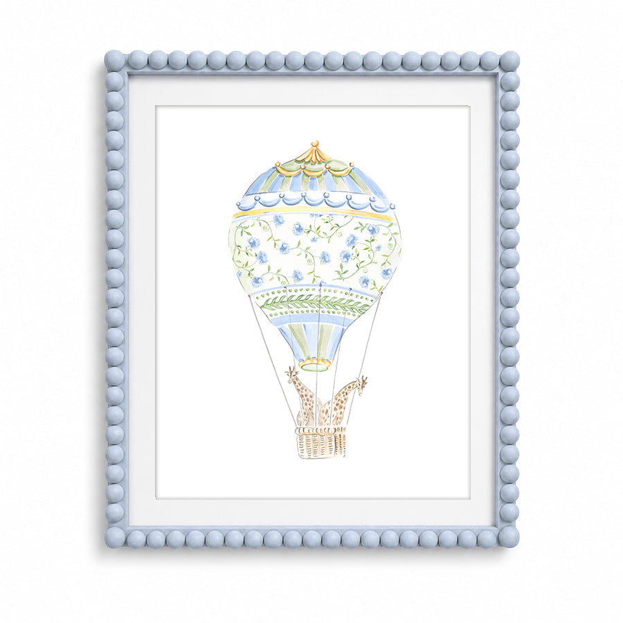 Blue Balloon Giraffe Fine Art Print