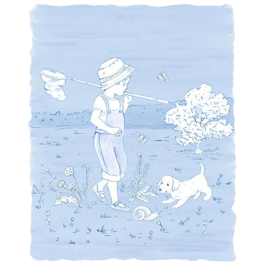 Boy and Puppy Art Print