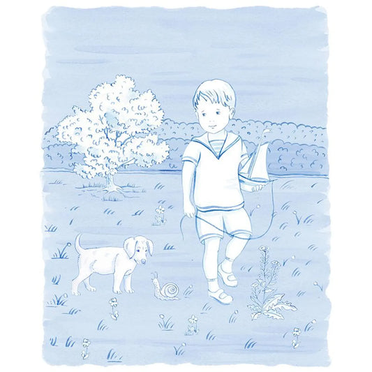 Boy, Puppy and a Boat Art Print