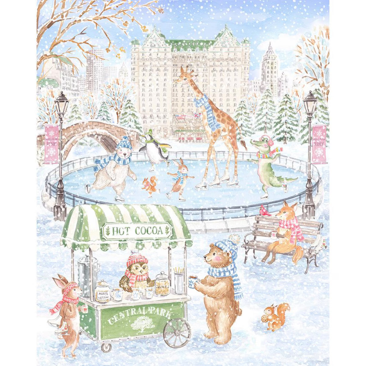 New York Winter Animals Art Print