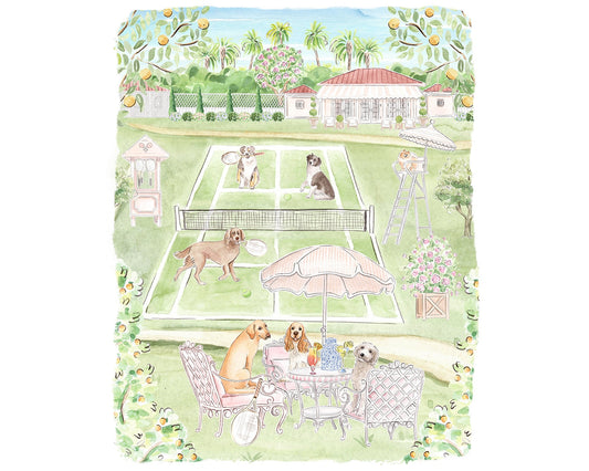 Tennis Dogs Art Print