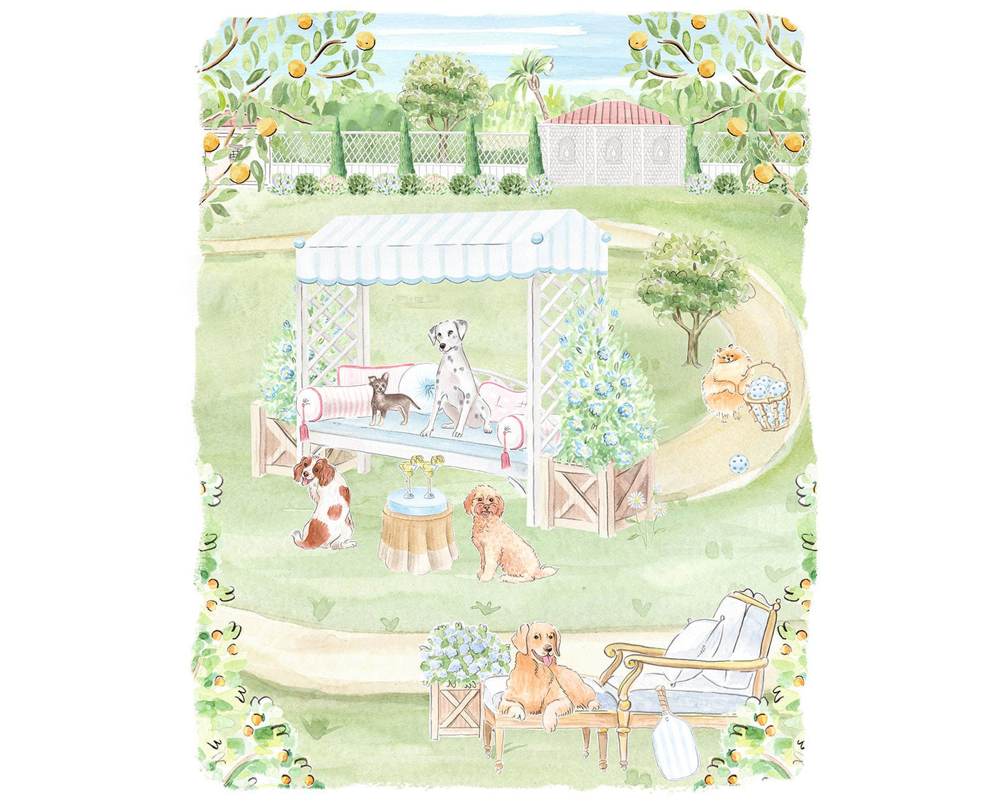 Tennis Dogs Art Print