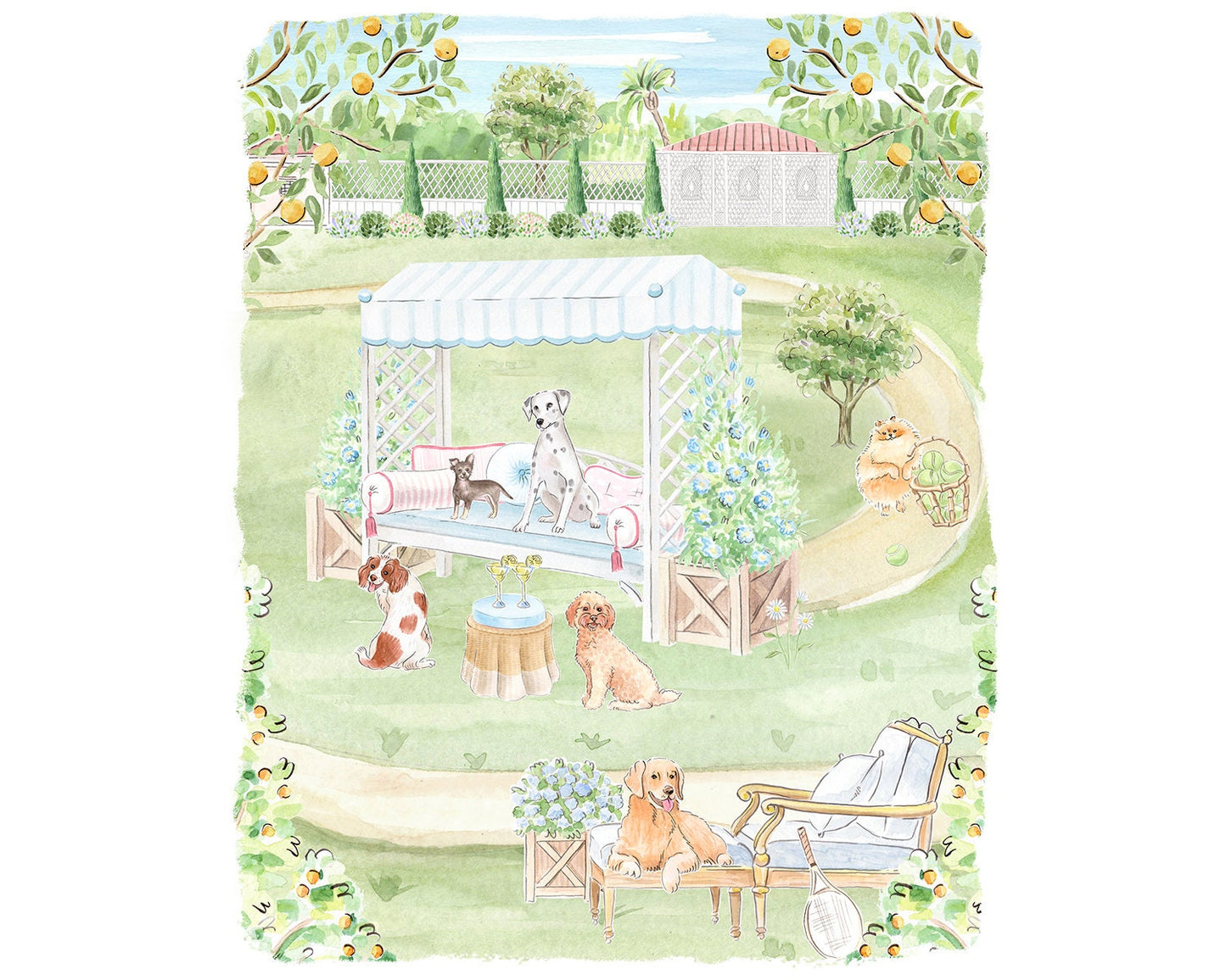 Tennis Dogs Art Print