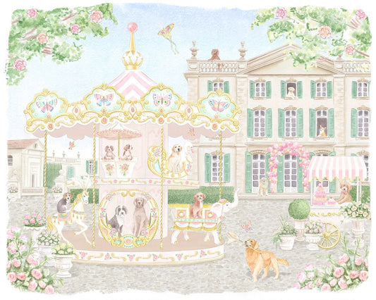 Parisian Puppy Carousel Art Print