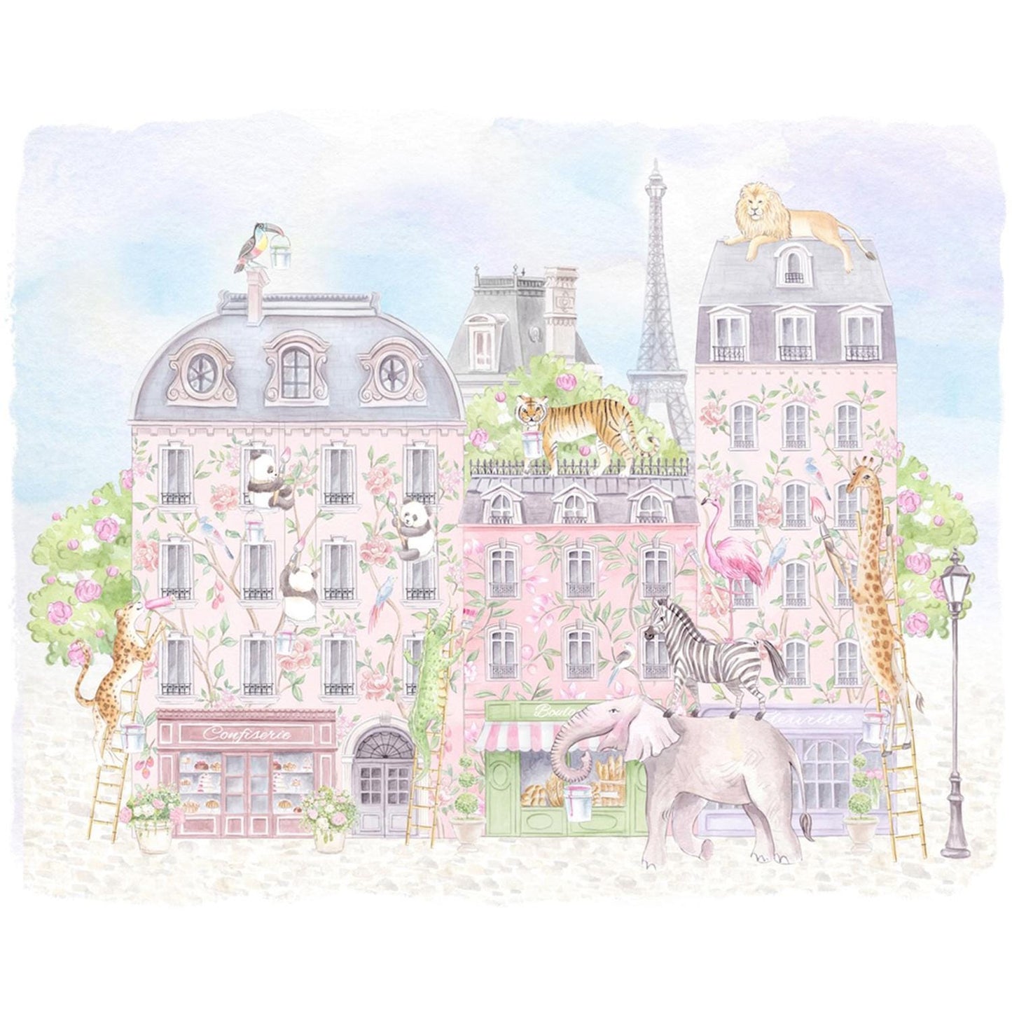 Paris Animals Watercolor Art Print