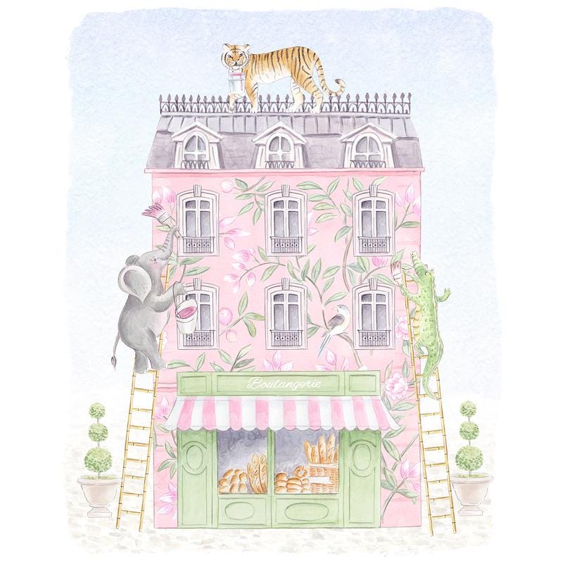 Paris Patisserie Safari Animals Nursery Art Print