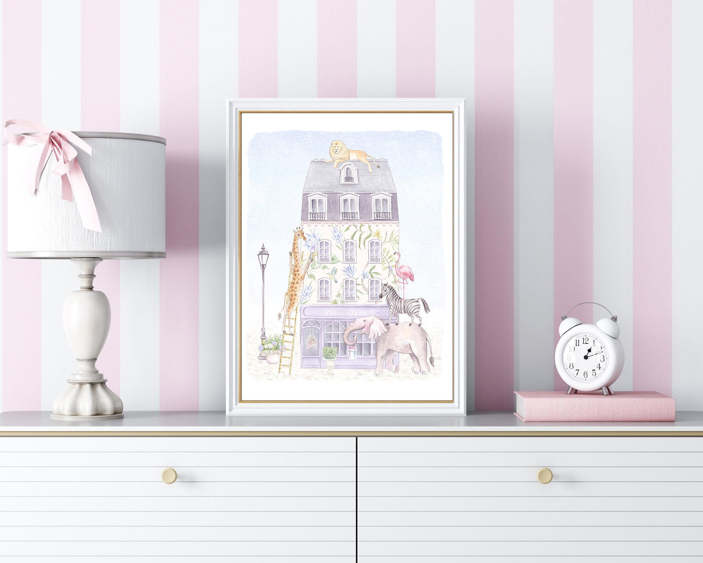 Paris Patisserie Safari Animals Nursery Art Print: