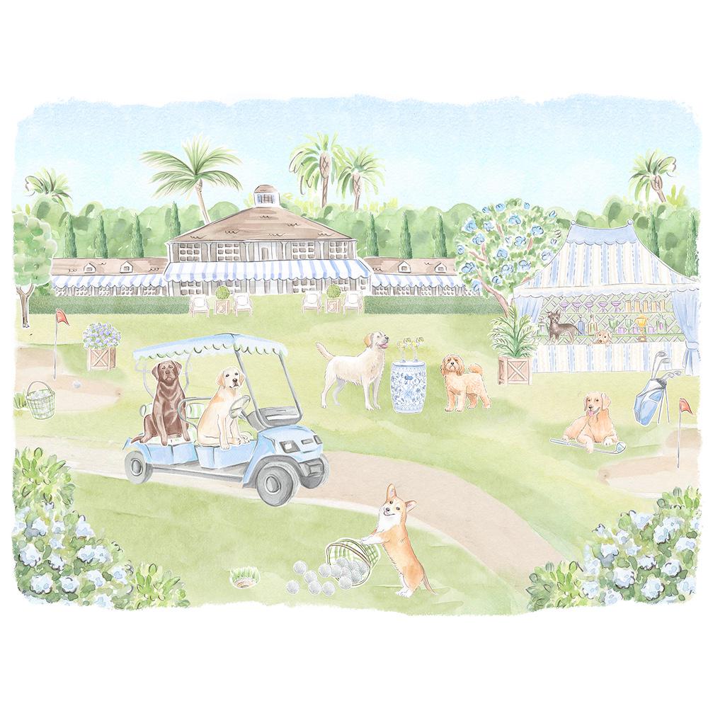 Golfing Dogs Art Print