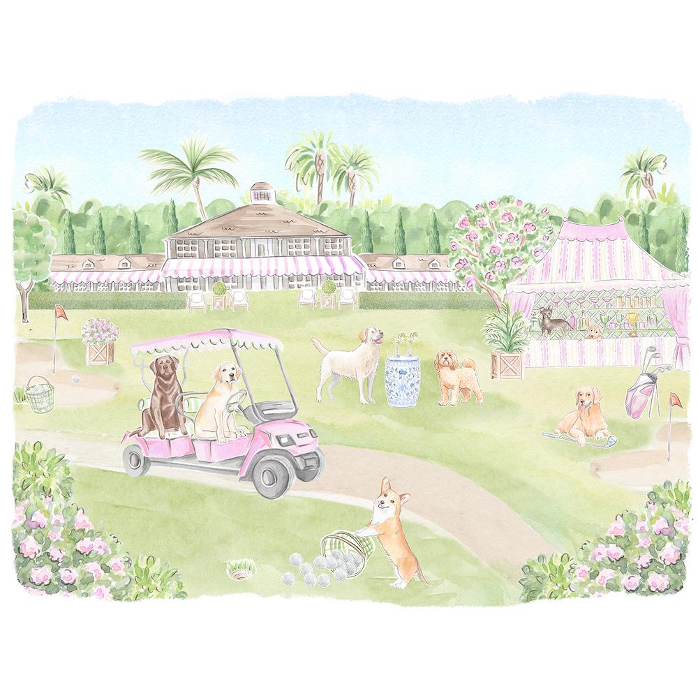 Golfing Dogs Art Print