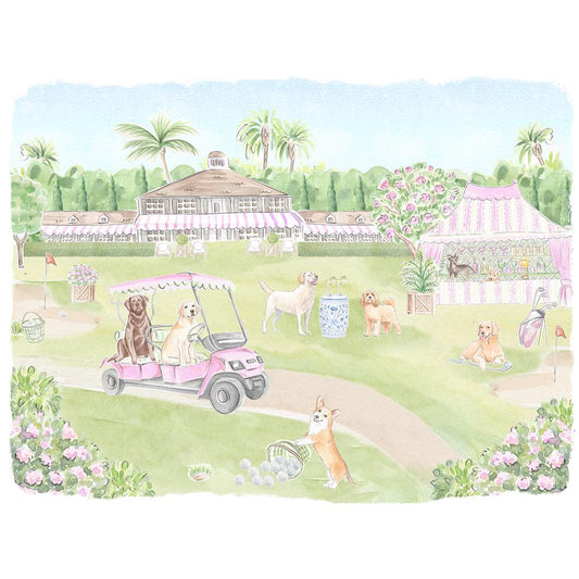 Golfing Dogs Art Print