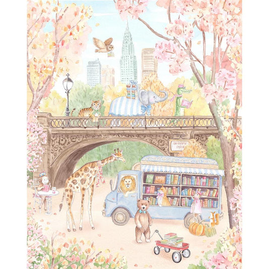 New Yourk Safari Animals in Central Park Bookstore Art Print