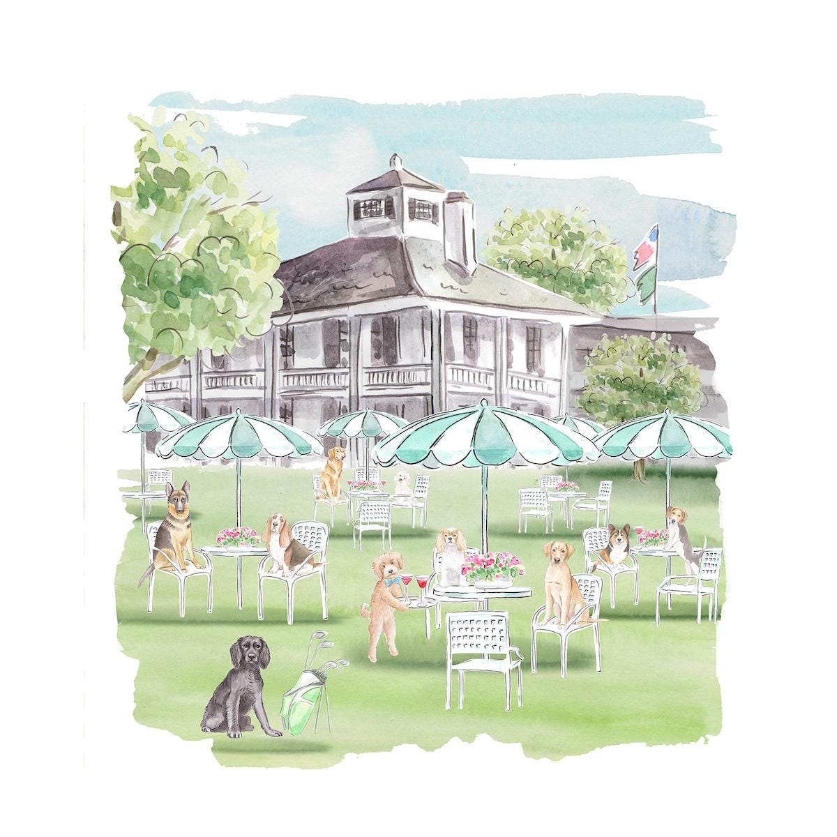 Masters Dogs playing golf Art Print