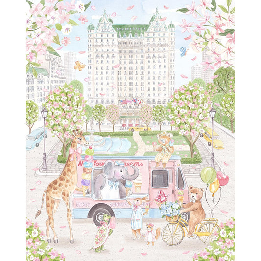 New York Safari Animals next to Plaza Hotel Art print