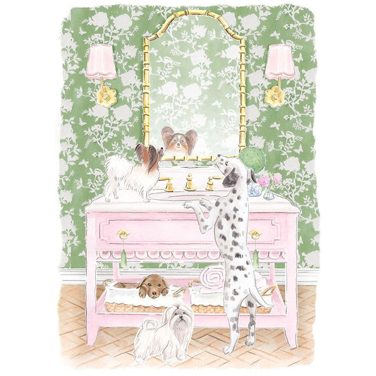 Bathroom Puppies Art Print