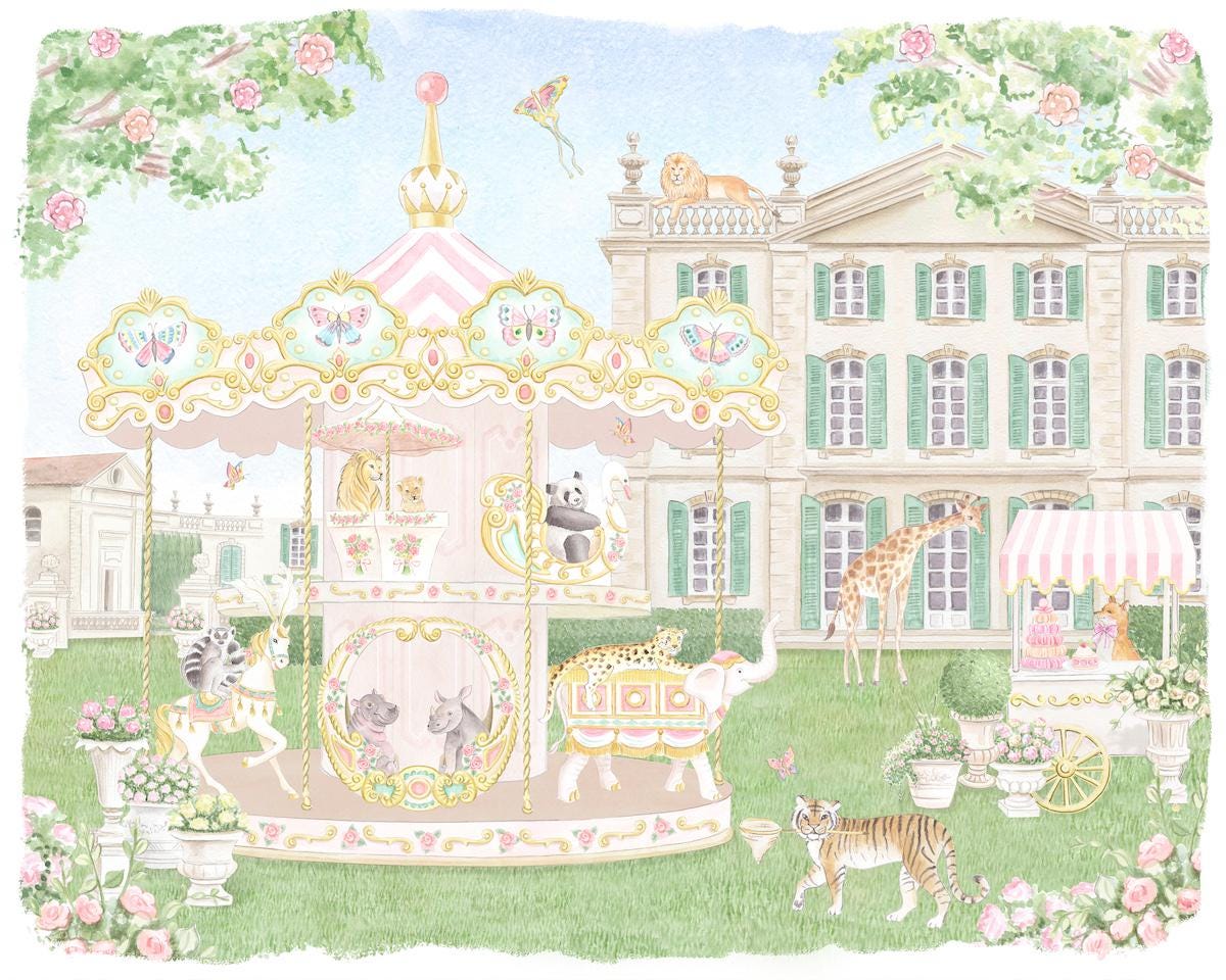 Parisian Safari Carousel Art Print