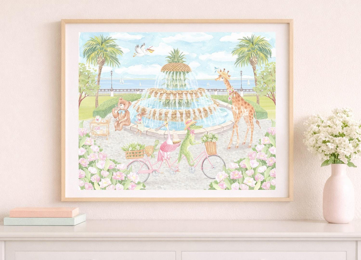 Charleston Pineapple Fountain Art Print