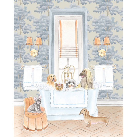 Bathroom Puppies Art Print