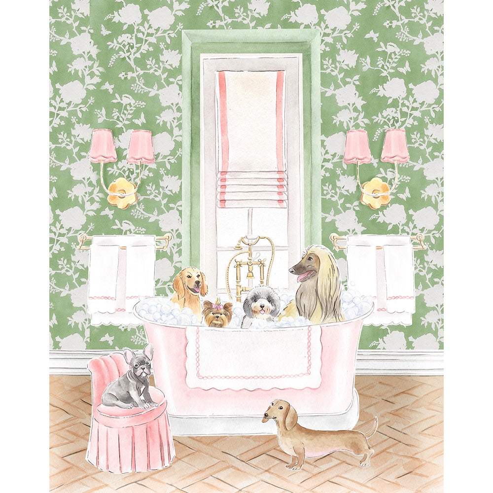 Bathroom Puppies Art Print
