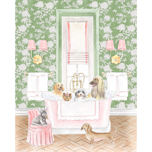 Bathroom Puppies Art Print
