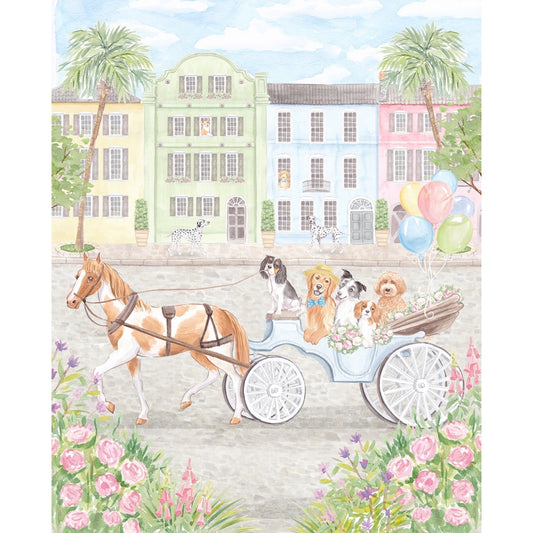 Charleston Puppy Rainbow Row Nursery Art Print