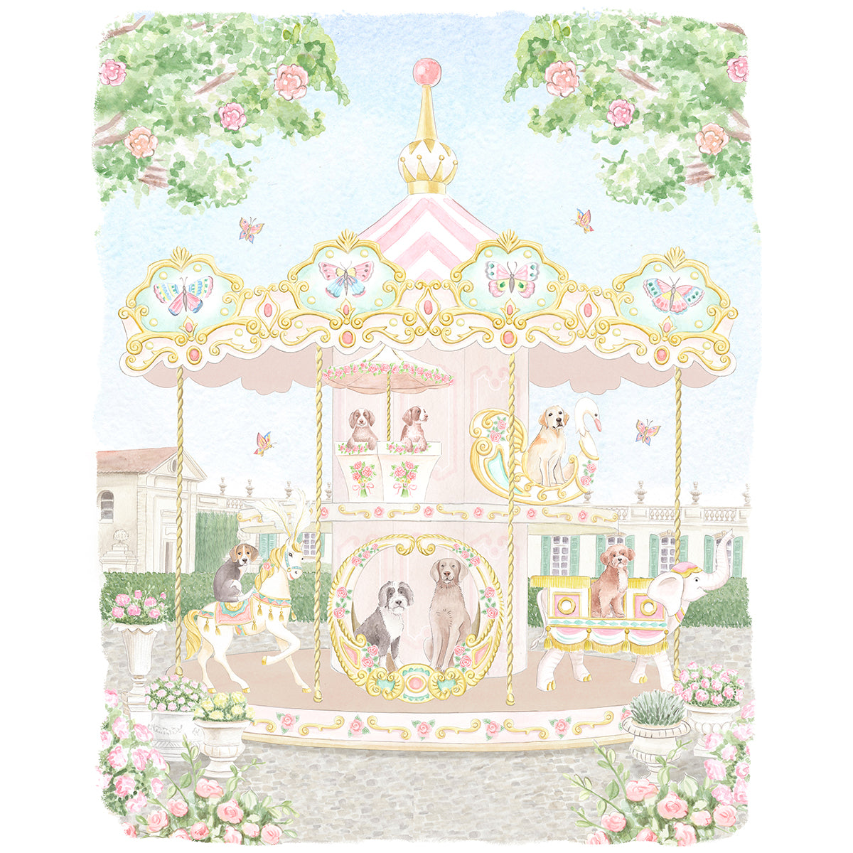 Parisian Carousel Watercolor Art Print