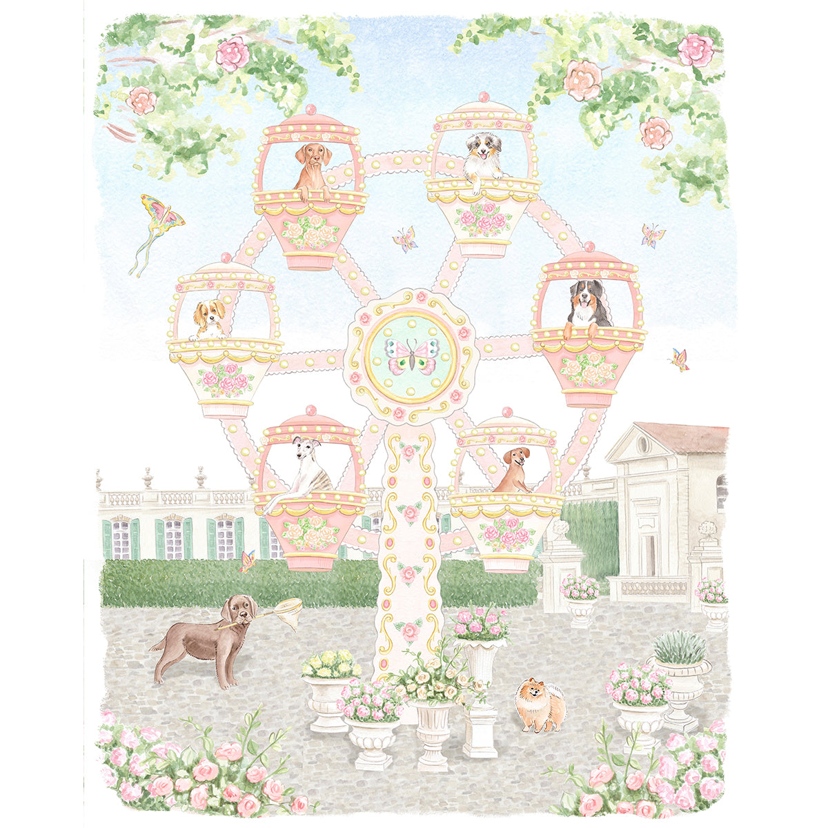 Parisian Ferris Wheel Watercolor Art Print