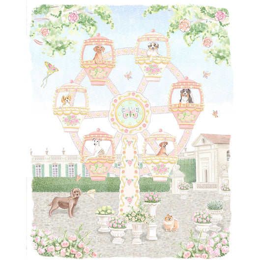 Parisian Ferris Wheel Watercolor Art Print