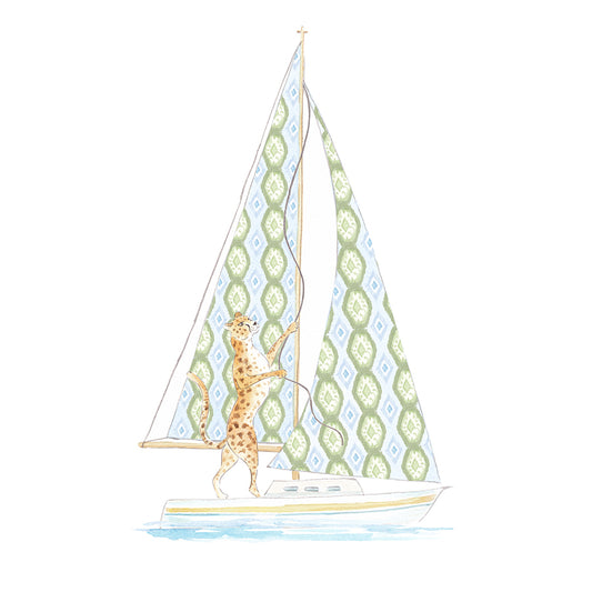 Sailing Cheetah Art Print