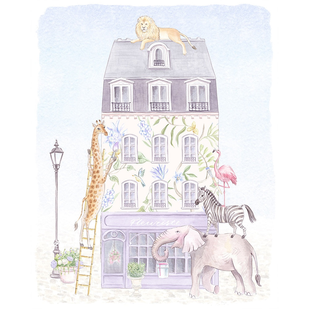 Paris Patisserie Safari Animals Nursery Art Print: