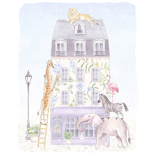 Paris Patisserie Safari Animals Nursery Art Print: